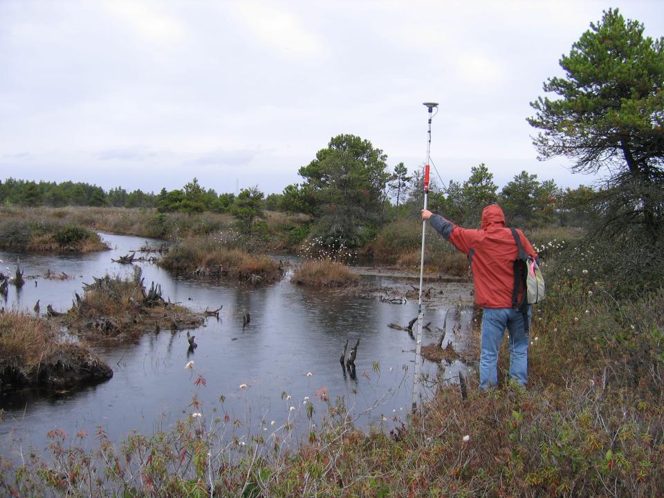 Surveying a staff gauge